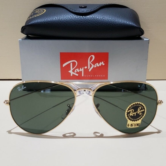 LIKE NEW RayBan Aviator RB3025 Black Lens Ray ban Sunglasses - Picture 3 of 14